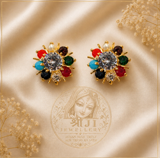 Royal Navratna Stud Earring